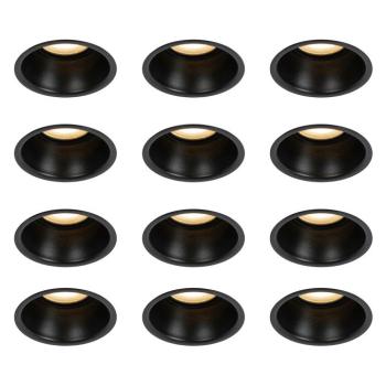 12 db fekete GU10 beépíthető spotlámpa szett 50 mm IP44 - Dept kép