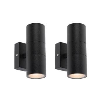 2 darabos kültéri fali lámpa szett fekete IP44 - Duo kép