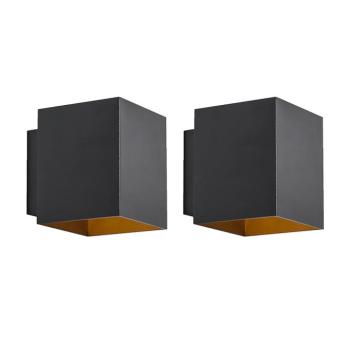 2 db Design fali lámpa fekete és arany négyzet alakú - Sola kép