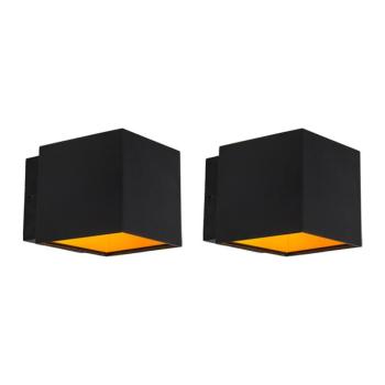 2 db design fali lámpa készlet fekete/arany LED-del - Caja kép