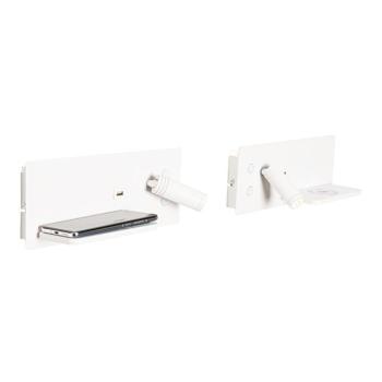 2 db-os falilámpa készlet fehér, LED-del, USB és indukciós töltővel - Riza kép