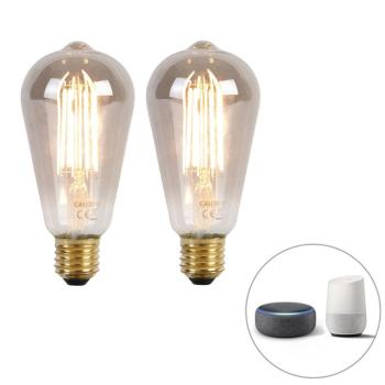 2 db-os készlet okos E27 LED izzó ST64 füstüveg 7W 400lm 1800K kép