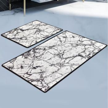  2x Fürdőszobai szőnyeg MARBLE 60x100 cm fehér/fekete készlet  kép