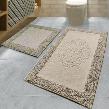  2x Fürdőszobai szőnyeg PIANTE 60x100 cm barna készlet  kép