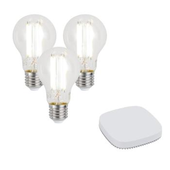 3 darabos intelligens E27 dimmelhető LED izzókészlet A60 7W 806LM 2700-6500K Zigbee Smart Hub-bal kép