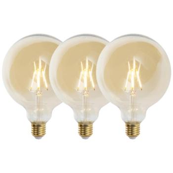 3 db E27-es szabályozható LED izzó G125 arany 5W 450lm 2200K készlet kép