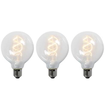 3 db E27 LED csavart izzószál izzó készlet G95 átlátszó 5W 400lm 2200K kép
