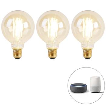 3 db-os készlet okos E27 Dim to Warm LED izzó G95 Goldline 7W 806lm 1800K - 3000K kép