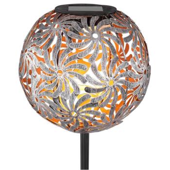 33632 LED napelemes lámpa fém golyóval, ezüst kép