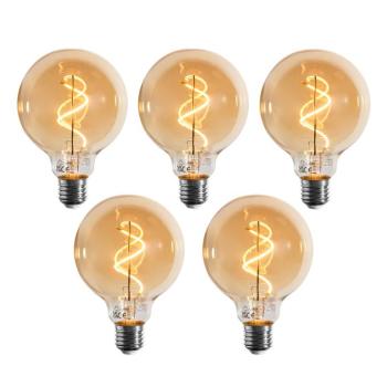 5 darabos E27 dimmelhető LED izzó spirál filament G95 arany 4W 270 lm 2100K készlet kép