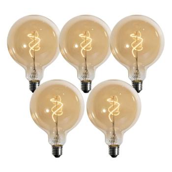 5 darabos E27 dimmelhető LED izzókészlet spirál filament arany G125 4W 270 lm 2700K kép