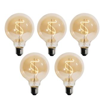 5 db E27 Dimmelhető LED Spirál Filament G95 4W 270lm 2200K kép