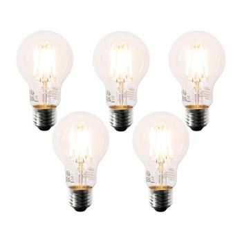 5 db E27 LED izzó szett A60 átlátszó 6W 630lm 2200K kép
