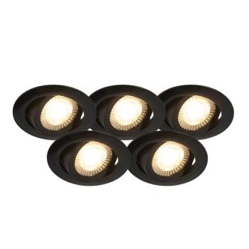 5 db modern beépíthető spotlámpa készlet fekete, LED-del, 3 fokozatú fényerő-szabályozóval - Mio kép