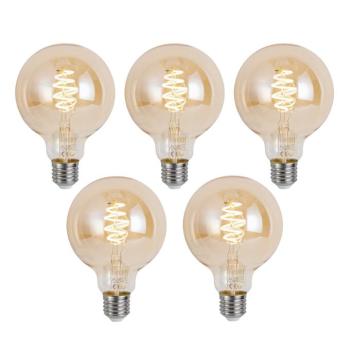 5 db Okos E27 Dimmelhető LED Izzó G95 Borostyán 4.9W 320lm 2500K kép