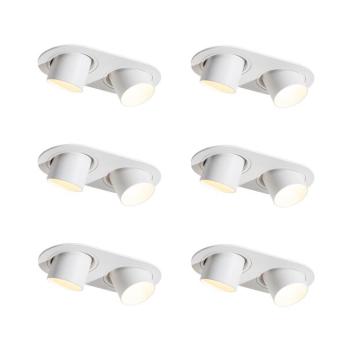 6 darabos fehér süllyesztett spotlámpa készlet GU10 35mm dönthető 2-lámpás - Installa kép