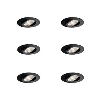 6 darabos fekete süllyesztett spotlámpa készlet 6,8 cm LED-del 750 lm szabályozható IP23 - Gaius kép