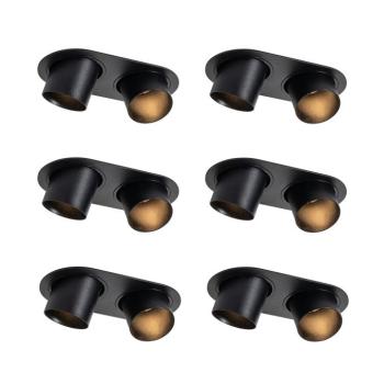 6 darabos fekete süllyesztett spotlámpa készlet GU10 50mm 2-fényes - Installa kép