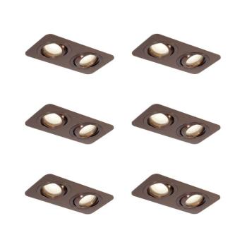 6 darabos, lekerekített, sötét bronz, süllyesztett spotlámpa készlet GU10 50mm-es, forgatható és dönthető IP44 2-fényű - Alberto kép