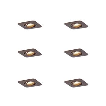6 darabos, lekerekített, sötét bronz, süllyesztett spotlámpa szett GU10 50mm IP44 - Alberto kép