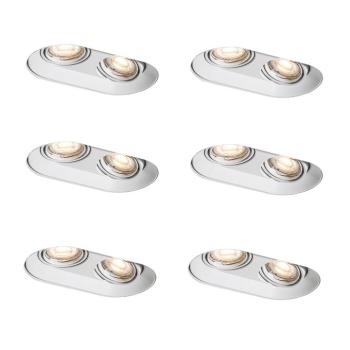 6 darabos, lekerekített, süllyesztett spotlámpa készlet fehér GU10 50mm 2-lámpás - Hubs kép