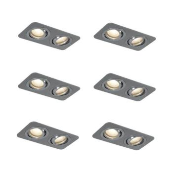 6 darabos, lekerekített, süllyesztett spotlámpa szett fegyverszürke GU10 50mm állítható IP44 2-lámpás - Alberto kép