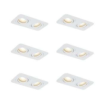 6 darabos, lekerekített, süllyesztett spotlámpa szett, fehér, GU10 50mm, forgatható és dönthető, IP44, 2-lámpás - Alberto kép