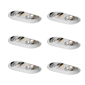 6 darabos, lekerekített, süllyesztett spotlámpa szett, fehér, GU10 70mm 2-fényű - Hubs kép