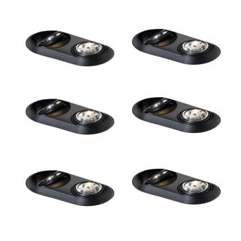 6 darabos, lekerekített, süllyesztett spotlámpa szett fekete GU10 70mm 2-fényű - Hubs kép