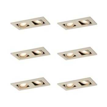 6 darabos modern, bézs színű, süllyesztett spotlámpa szett GU10 50mm állítható 2-lámpás - Qure kép