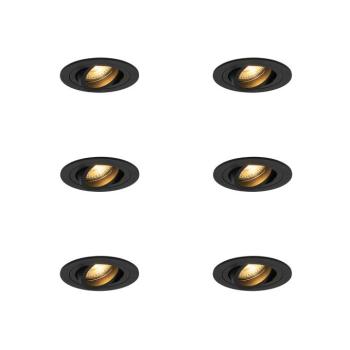 6 darabos modern fekete süllyesztett spotlámpa készlet - Rondoo kép