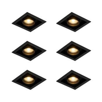 6 darabos modern, süllyesztett, állítható fekete spotlámpa készlet - Roof kép