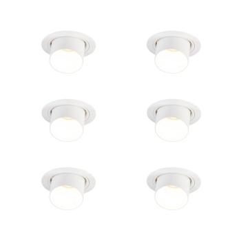 6 darabos modern, süllyesztett, fehér, kerek, dönthető spotlámpa szett - Installa kép