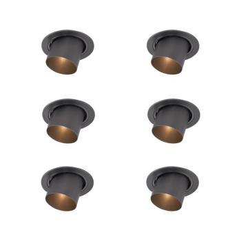 6 darabos modern, süllyesztett spotlámpa készlet, fegyverszürke, GU10 50mm, kerek, dönthető - Installa kép