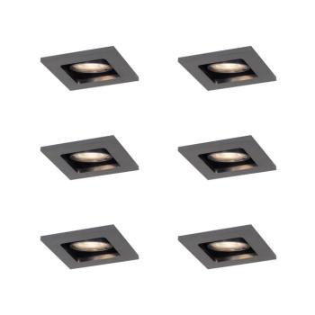 6 darabos modern süllyesztett spotlámpa készlet, fegyverszürke, GU10, 50mm, kerek, dönthető - Qure kép