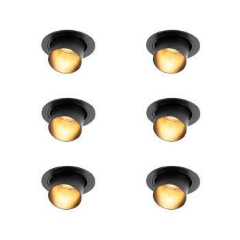 6 darabos modern süllyesztett spotlámpa készlet fekete kerek dönthető - Installa kép