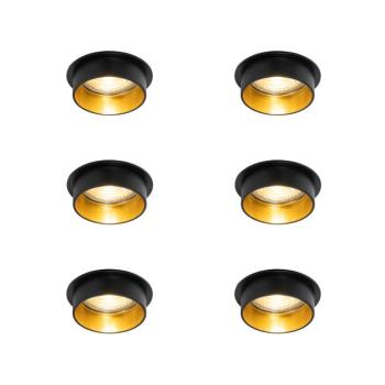 6 darabos modern, süllyesztett spotlámpa szett fekete, arany belsővel - Insta kép