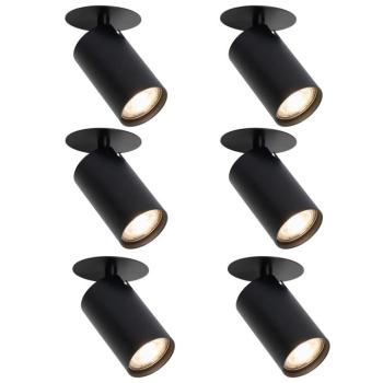 6 darabos modern süllyesztett spotlámpa szett fekete GU10 50mm - Chels kép