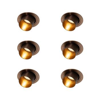 6 darabos modern süllyesztett spotlámpa szett sötét bronz kerek dönthető - Installa kép