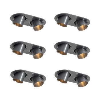 6 darabos süllyesztett spotlámpa készlet fegyverszürke GU10 35mm dönthető 2-fényű - Installa kép