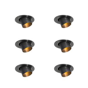6 darabos süllyesztett spotlámpa készlet fegyverszürke GU10 35mm kerek dönthető - Installa kép