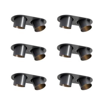 6 darabos süllyesztett spotlámpa készlet fegyverszürke GU10 70mm dönthető 2-lámpás - Installa kép