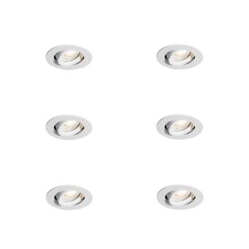 6 darabos süllyesztett spotlámpa készlet fehér dönthető 6,5 cm LED-del IP54 Ultra Slim - Pupil kép