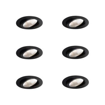 6 darabos süllyesztett spotlámpa készlet fekete 9,5 cm LED-del 1300 lm szabályozható IP65 - Gaius kép