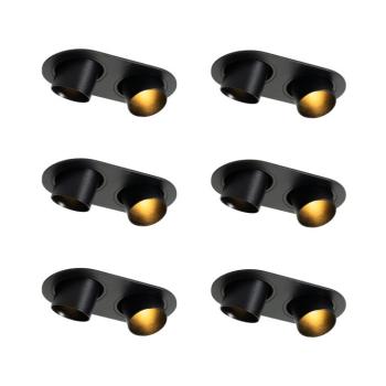 6 darabos süllyesztett spotlámpa készlet fekete GU10 35mm dönthető 2-fényű - Installa kép