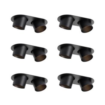 6 darabos süllyesztett spotlámpa készlet fekete GU10 70mm dönthető 2-lámpás - Installa kép