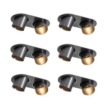 6 darabos süllyesztett spotlámpa készlet gunmetal GU10 50mm 2-Lights - Installa kép