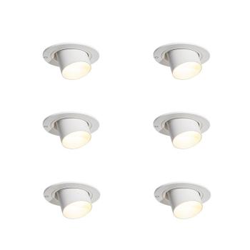 6 darabos süllyesztett spotlámpa szett fehér GU10 35mm kerek dönthető - Installa kép