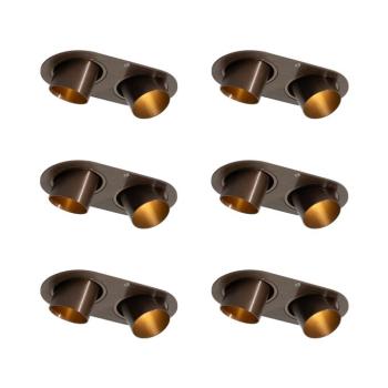 6 darabos süllyesztett spotlámpa szett sötét bronz GU10 35mm dönthető 2-lámpás - Installa kép