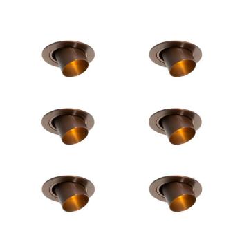 6 darabos süllyesztett spotlámpa szett sötét bronz GU10 35mm kerek dönthető - Installa kép
